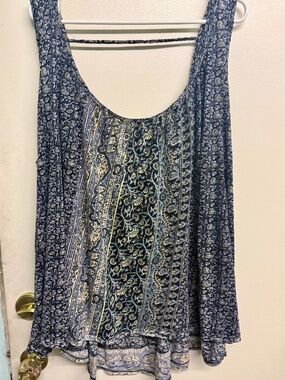Free People Floral Print Oversized Tank Tunic | Boho Sleeveless Top